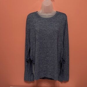 UGG Quincy Heathered Blue Long Sleeve Sweater with Tie Accents